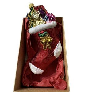 Max Glass‎ By The Kowalski Family Christmas Red Stocking Ornament Made In Poland